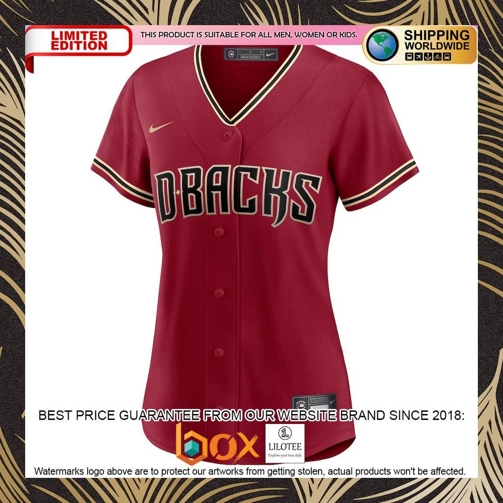 NEW Arizona Diamondbacks Women's Alternate Replica Team Red Baseball Jersey 5