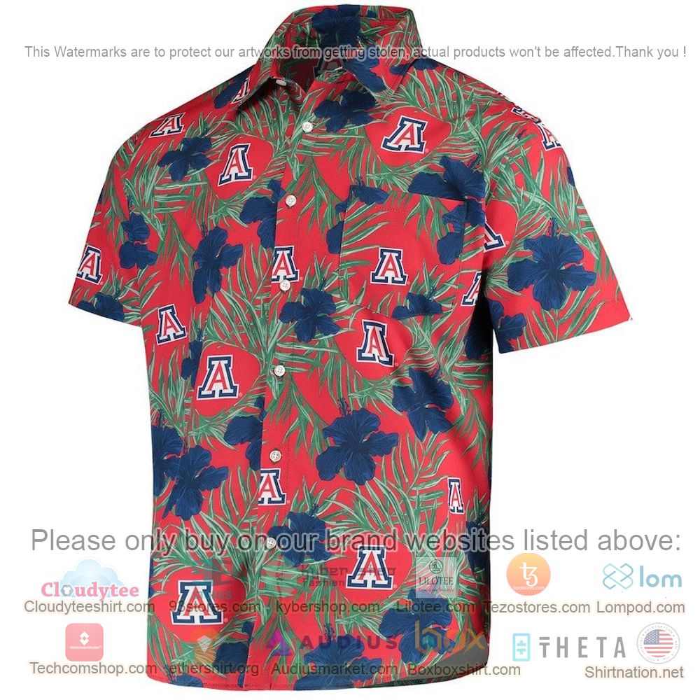 HOT Arizona Wildcats Navy Floral Button-Up Hawaii Shirt 2