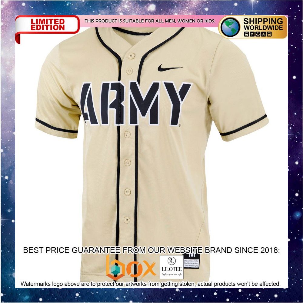 NEW Army Black Knights Replica Full-Button Gold Baseball Jersey 2