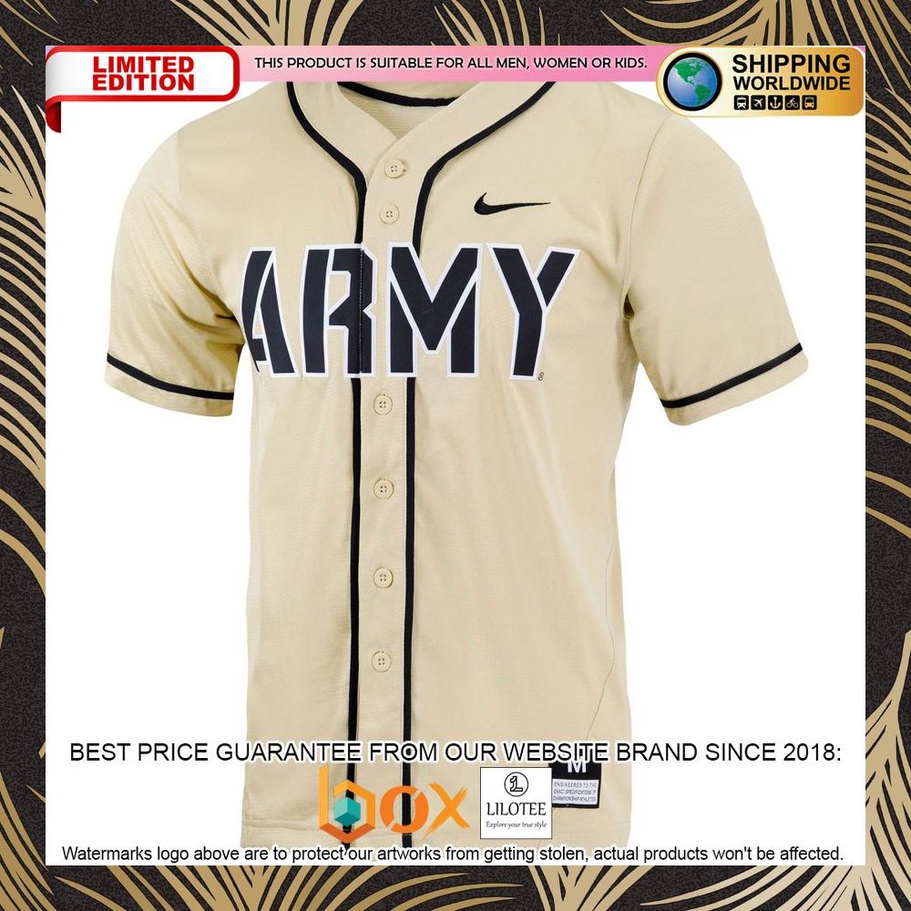 NEW Army Black Knights Replica Full-Button Gold Baseball Jersey 6