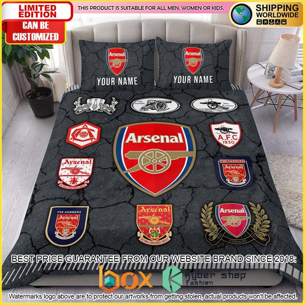 NEW Arsenal Logo History Custom Name Crack Luxury Bedding Set 1