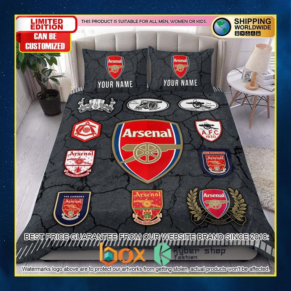 NEW Arsenal Logo History Custom Name Crack Luxury Bedding Set 11