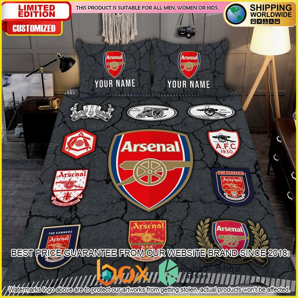 NEW Arsenal Logo History Custom Name Crack Luxury Bedding Set 2