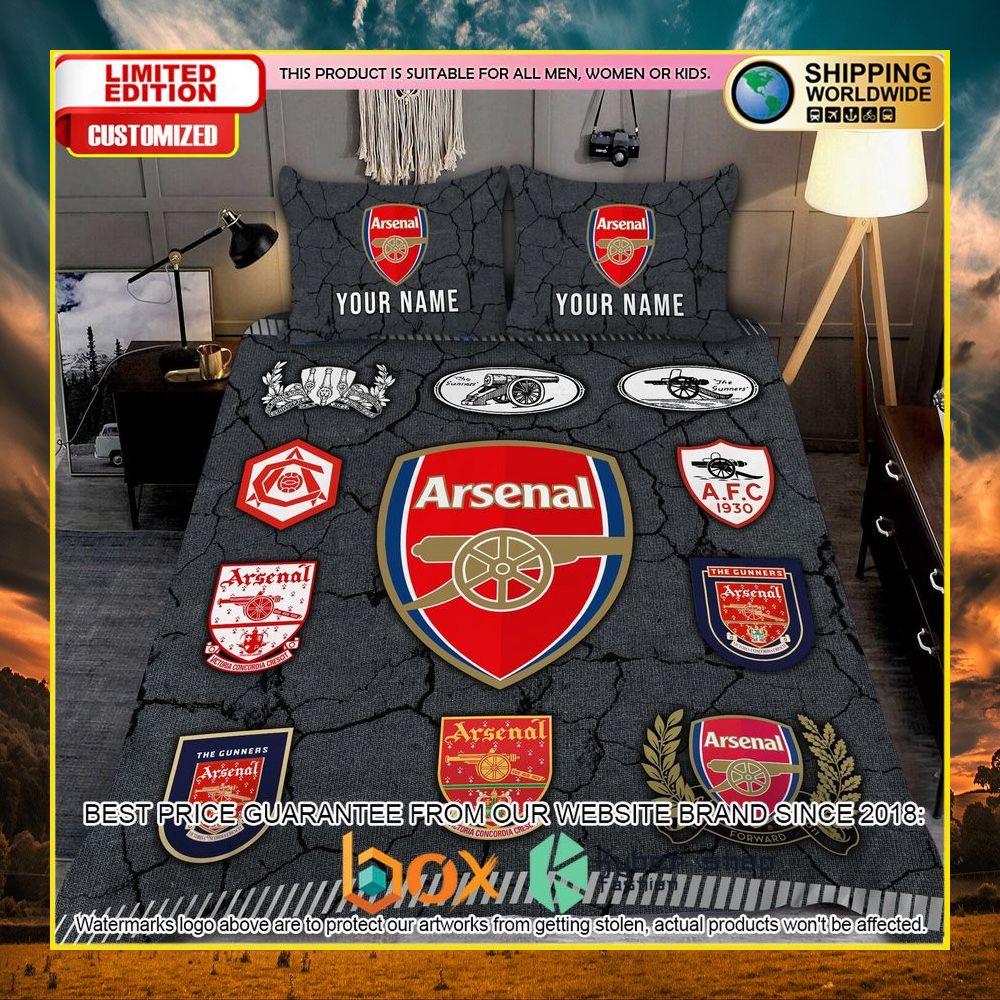 NEW Arsenal Logo History Custom Name Crack Luxury Bedding Set 7