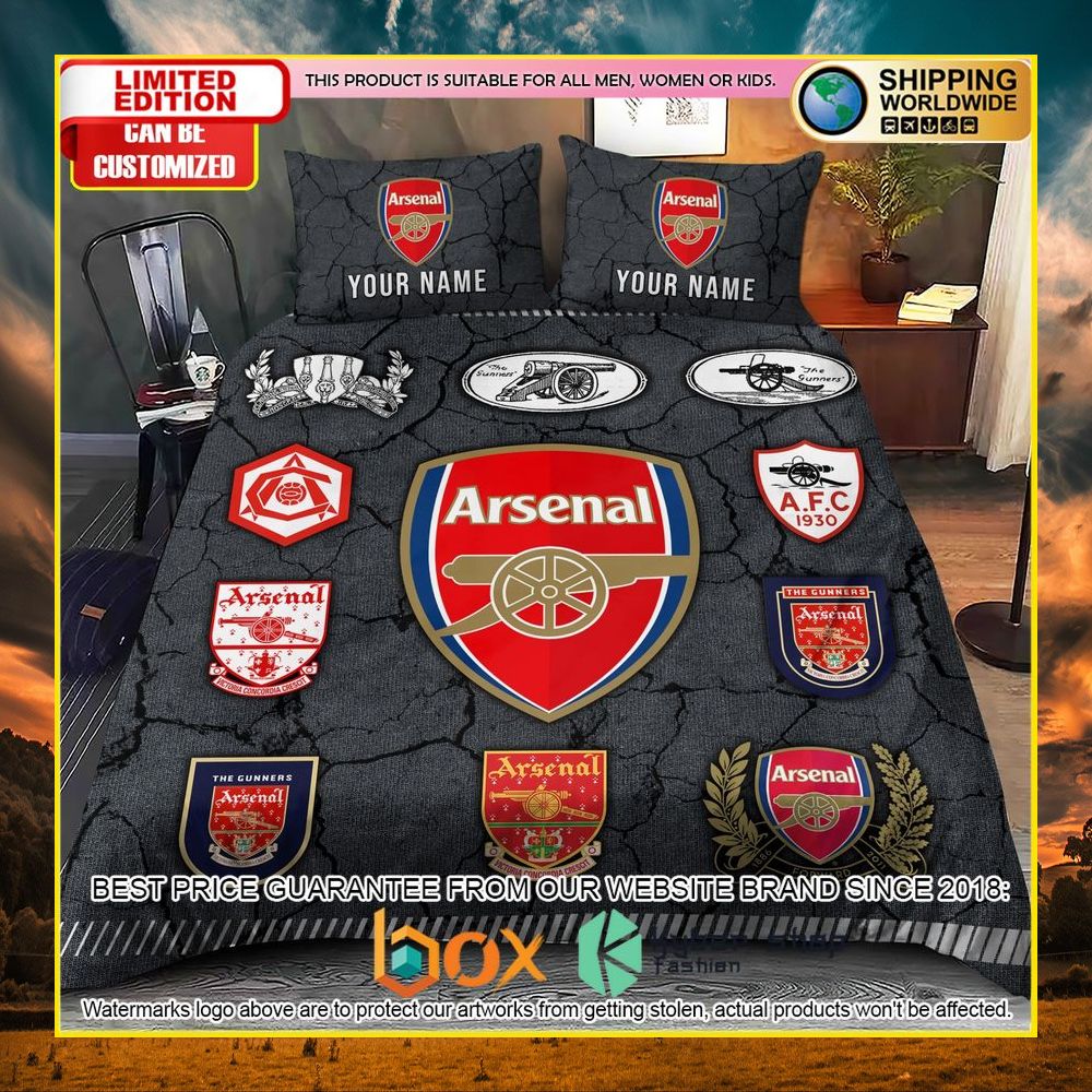 NEW Arsenal Logo History Custom Name Crack Luxury Bedding Set 8