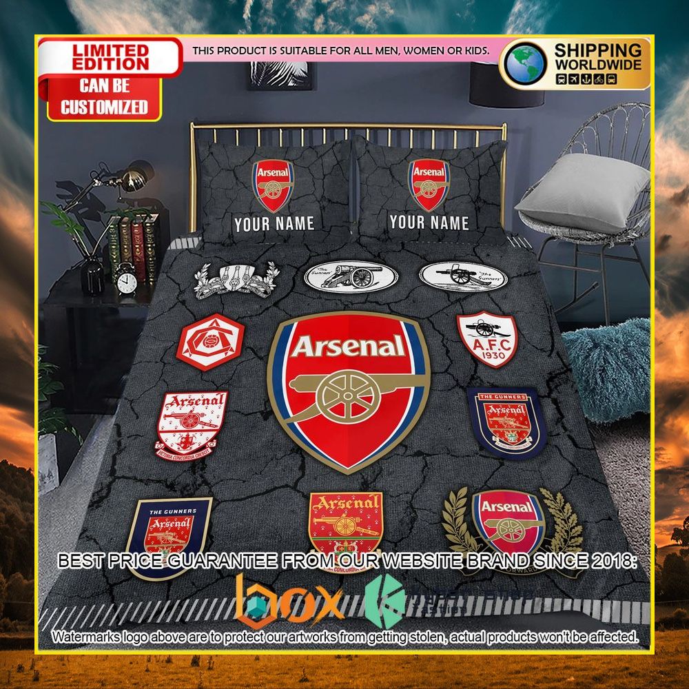 NEW Arsenal Logo History Custom Name Crack Luxury Bedding Set 9