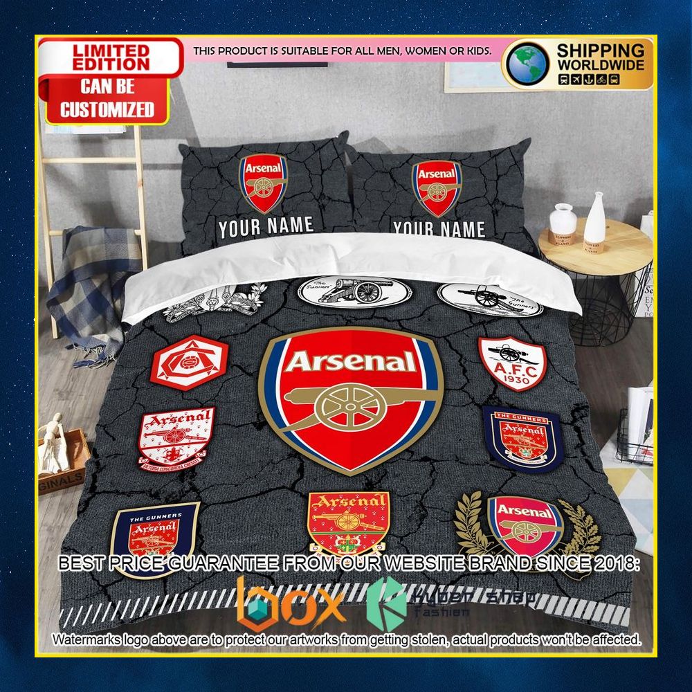 NEW Arsenal Logo History Custom Name Crack Luxury Bedding Set 15