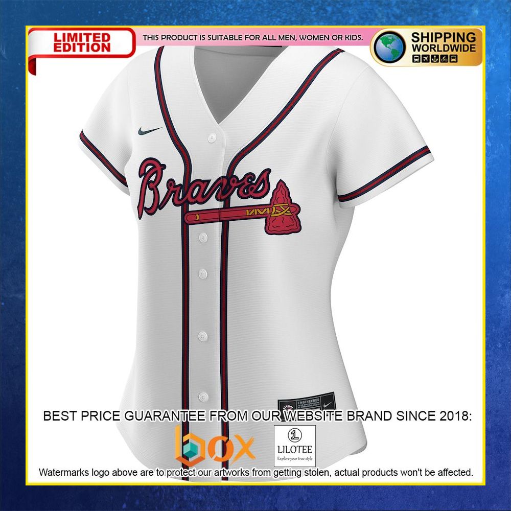 HOT Atlanta Braves Women's Custom Name Number White Baseball Jersey Shirt 5
