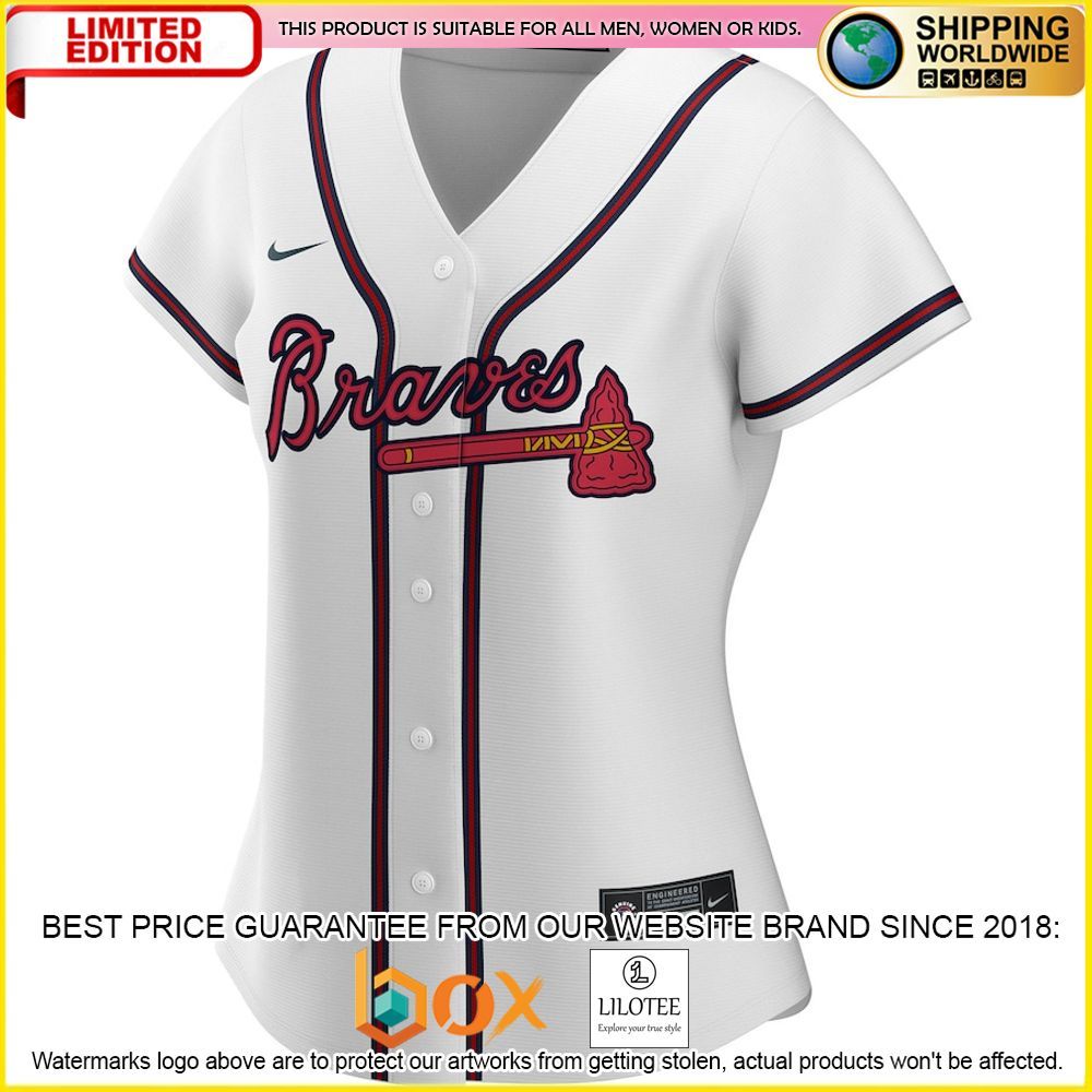 HOT Atlanta Braves Women's Custom Name Number White Baseball Jersey Shirt 2