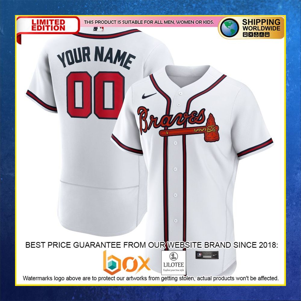 HOT Atlanta Braves Custom Name Number White Baseball Jersey Shirt 4