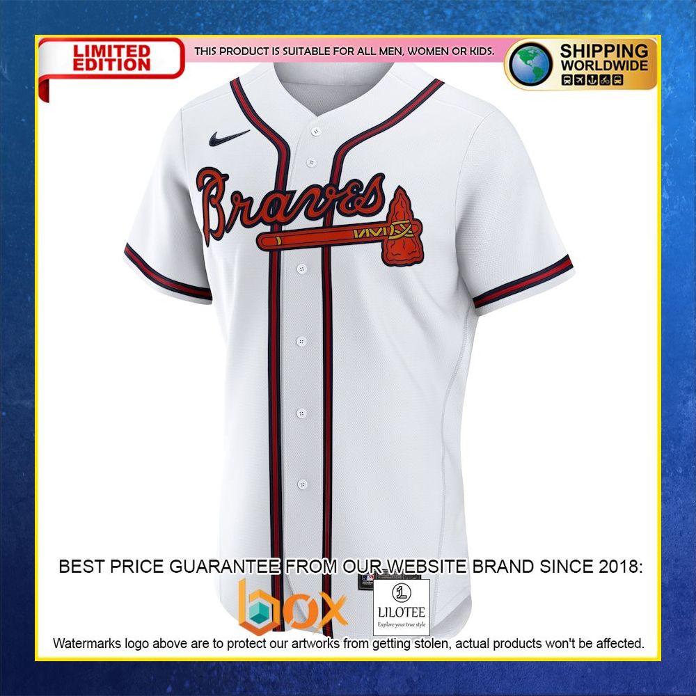 HOT Atlanta Braves Custom Name Number White Baseball Jersey Shirt 5