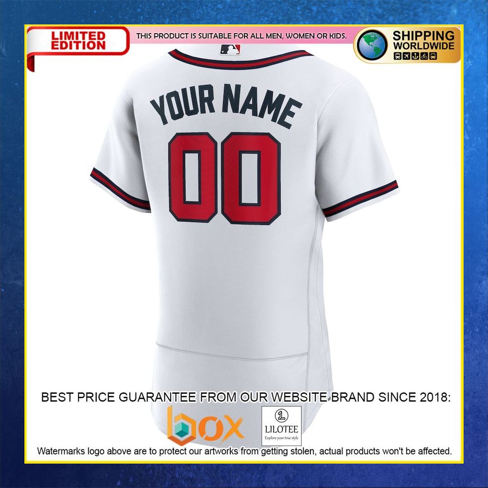 HOT Atlanta Braves Custom Name Number White Baseball Jersey Shirt 6