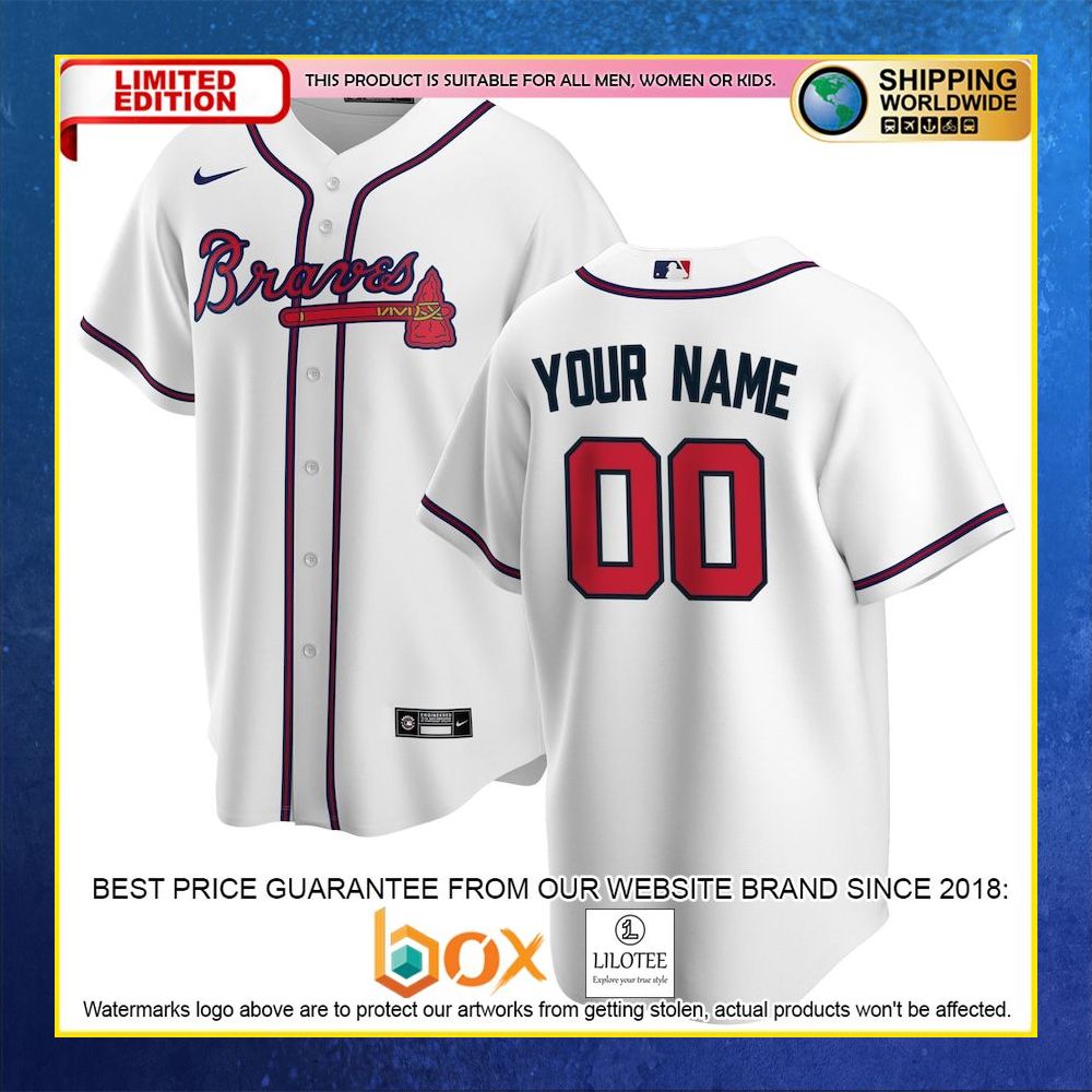 HOT Atlanta Braves Team Custom Name Number White Baseball Jersey Shirt 4