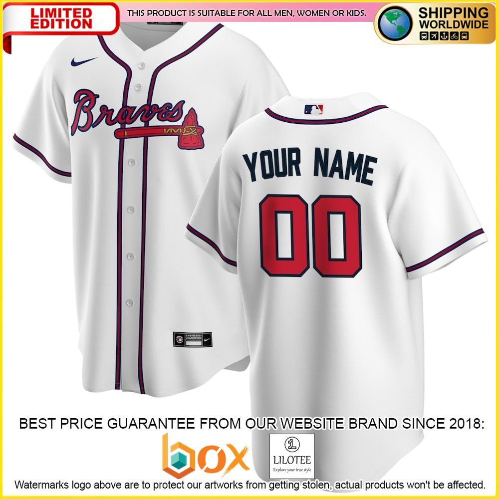 HOT Atlanta Braves Team Custom Name Number White Baseball Jersey Shirt 1