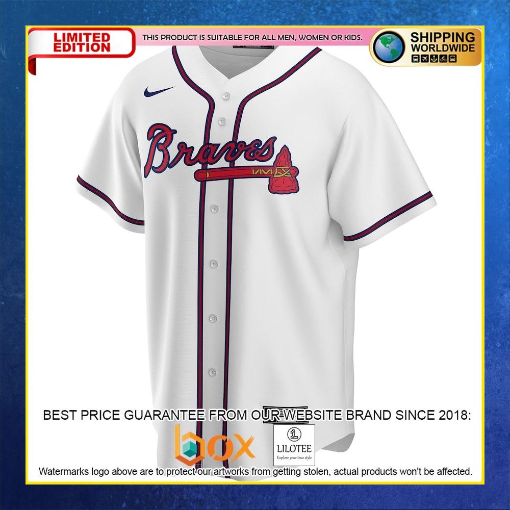HOT Atlanta Braves Team Custom Name Number White Baseball Jersey Shirt 5
