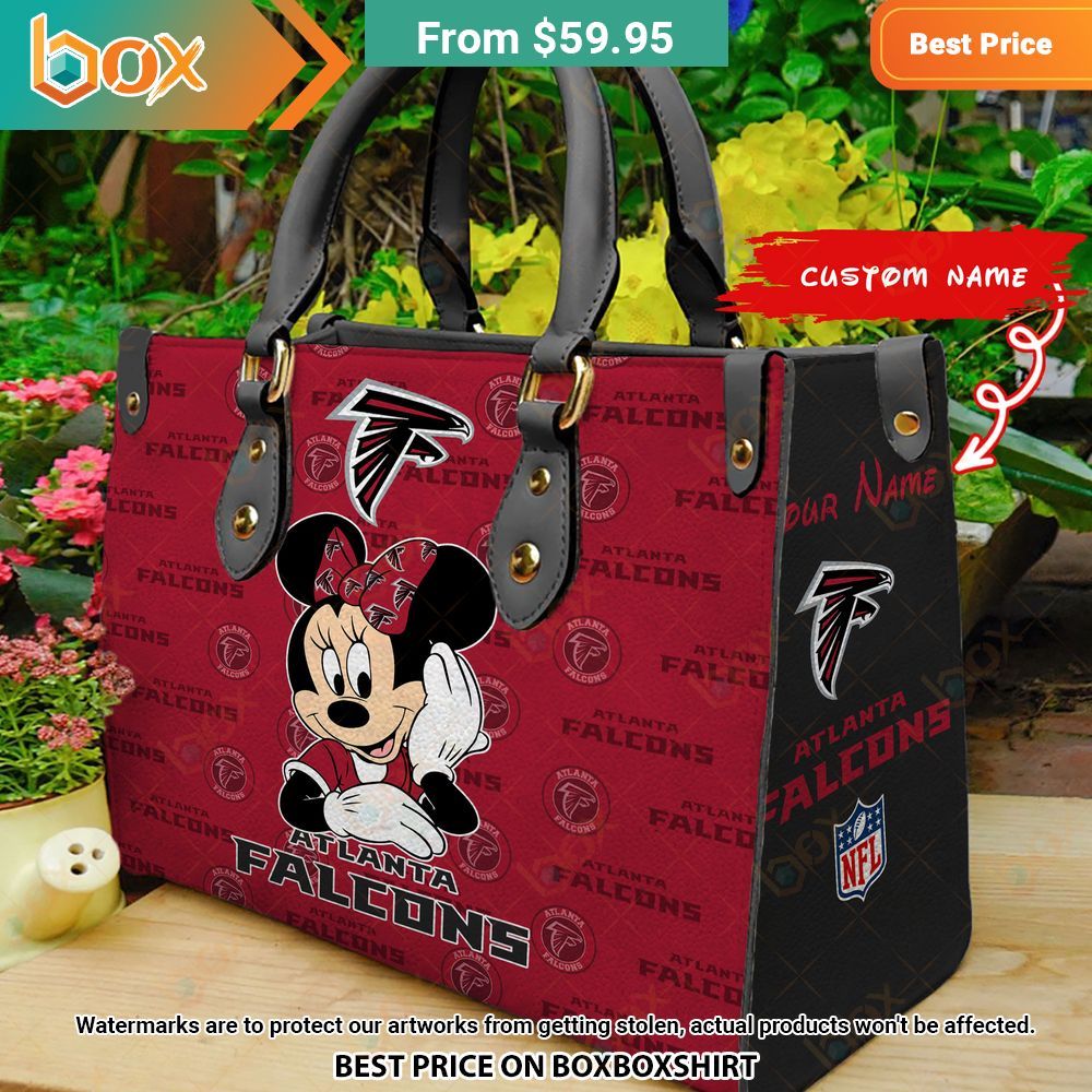 Atlanta Falcons Minnie Mouse Leather Handbag 1
