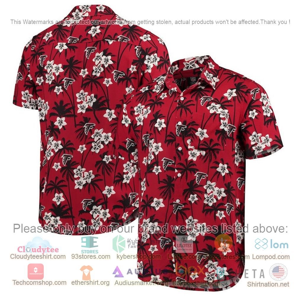 HOT Atlanta Falcons Red Floral Button-Up Hawaii Shirt 1