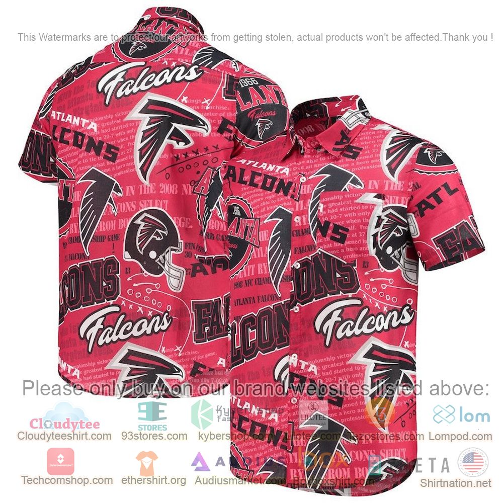 HOT Atlanta Falcons Red Button-Up Hawaii Shirt 1