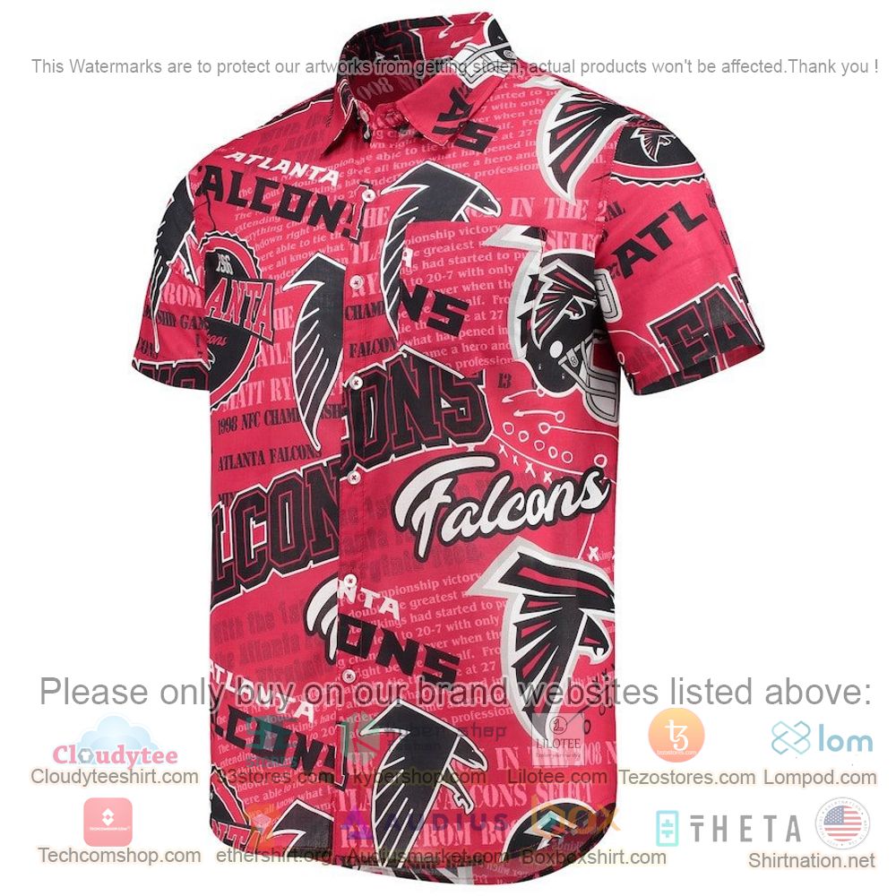 HOT Atlanta Falcons Red Button-Up Hawaii Shirt 2
