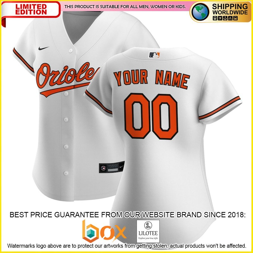 HOT Baltimore Orioles Women's Custom Name Number White Baseball Jersey Shirt 1