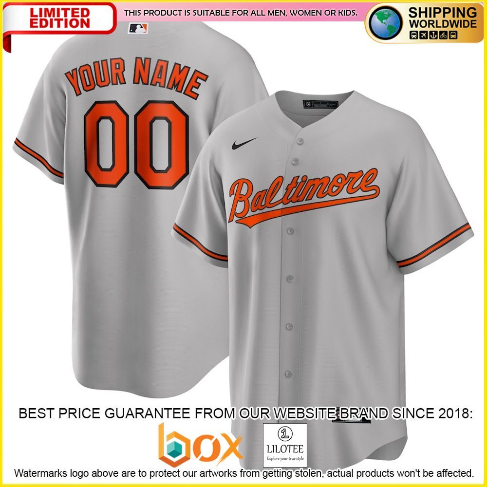 HOT Baltimore Orioles Custom Name Number Gray Baseball Jersey Shirt 1