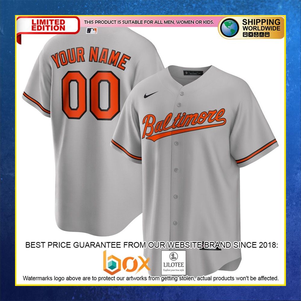 HOT Baltimore Orioles Custom Name Number Gray Baseball Jersey Shirt 4