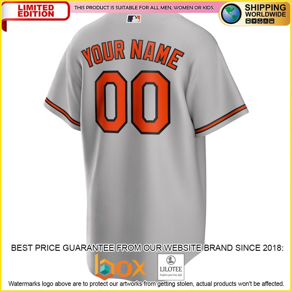 HOT Baltimore Orioles Custom Name Number Gray Baseball Jersey Shirt 3