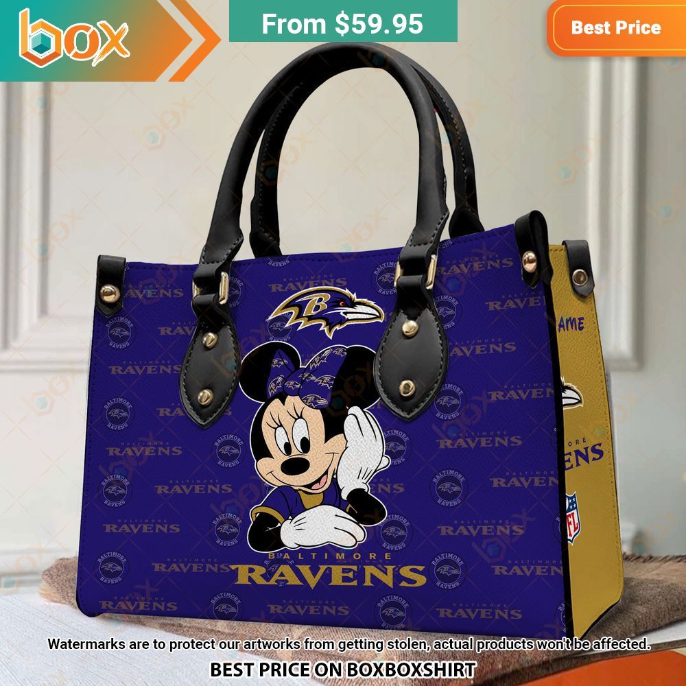 Baltimore Ravens Minnie Mouse Leather Handbag 3