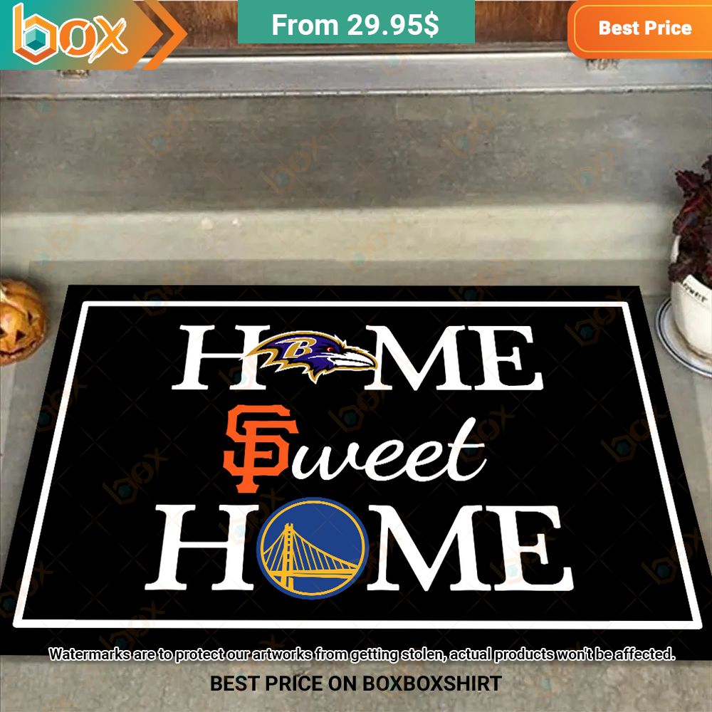 Baltimore Ravens San Francisco Giants Golden State Warriors Home Sweet Home Doormat 8