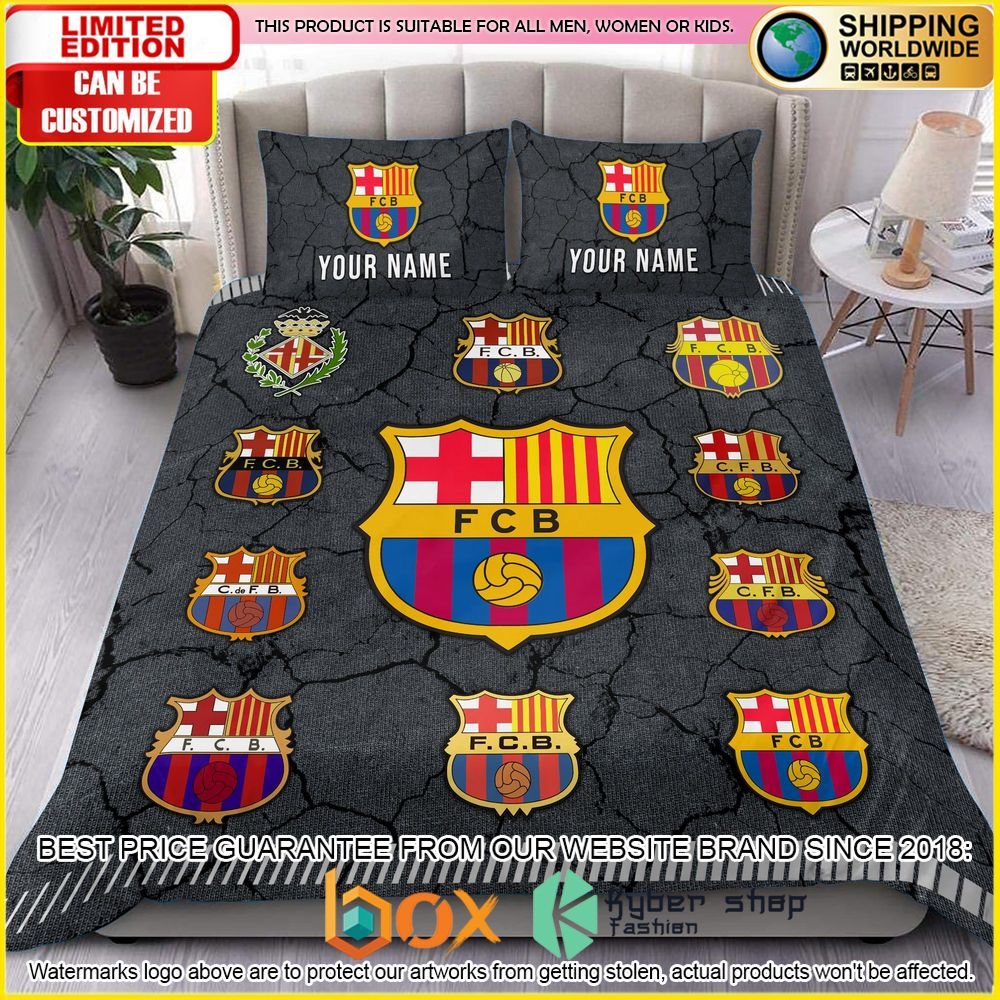 NEW Barcelona Logo History Custom Name Crack Luxury Bedding Set 1