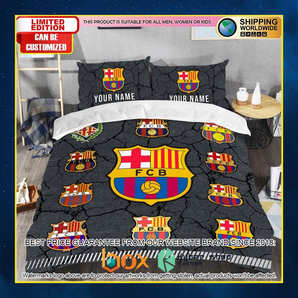 NEW Barcelona Logo History Custom Name Crack Luxury Bedding Set 14