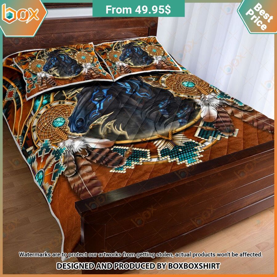 BEST Black Horse Native American Leather Bedding 5