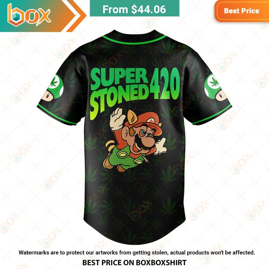 BEST Black Super Stoned Cannabis Baseball Jersey 3