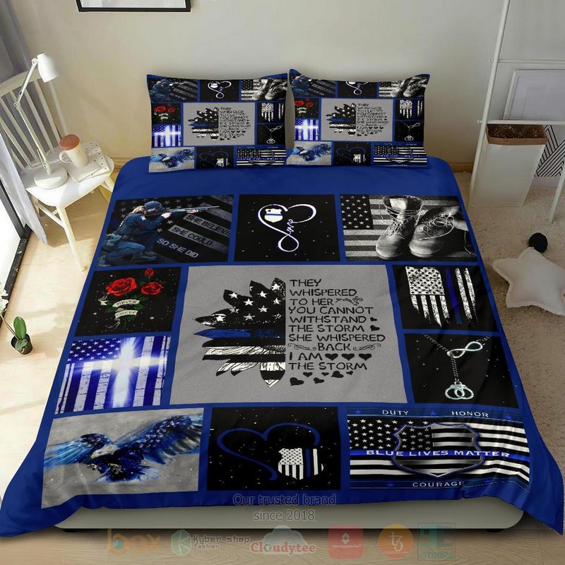 Blue Lives Matter American Flag Bedding Set 5