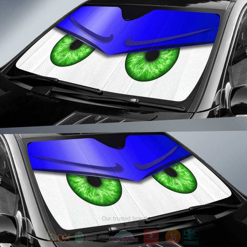 Blue Unwelcome Cartoon Eyes Car Sunshade 2