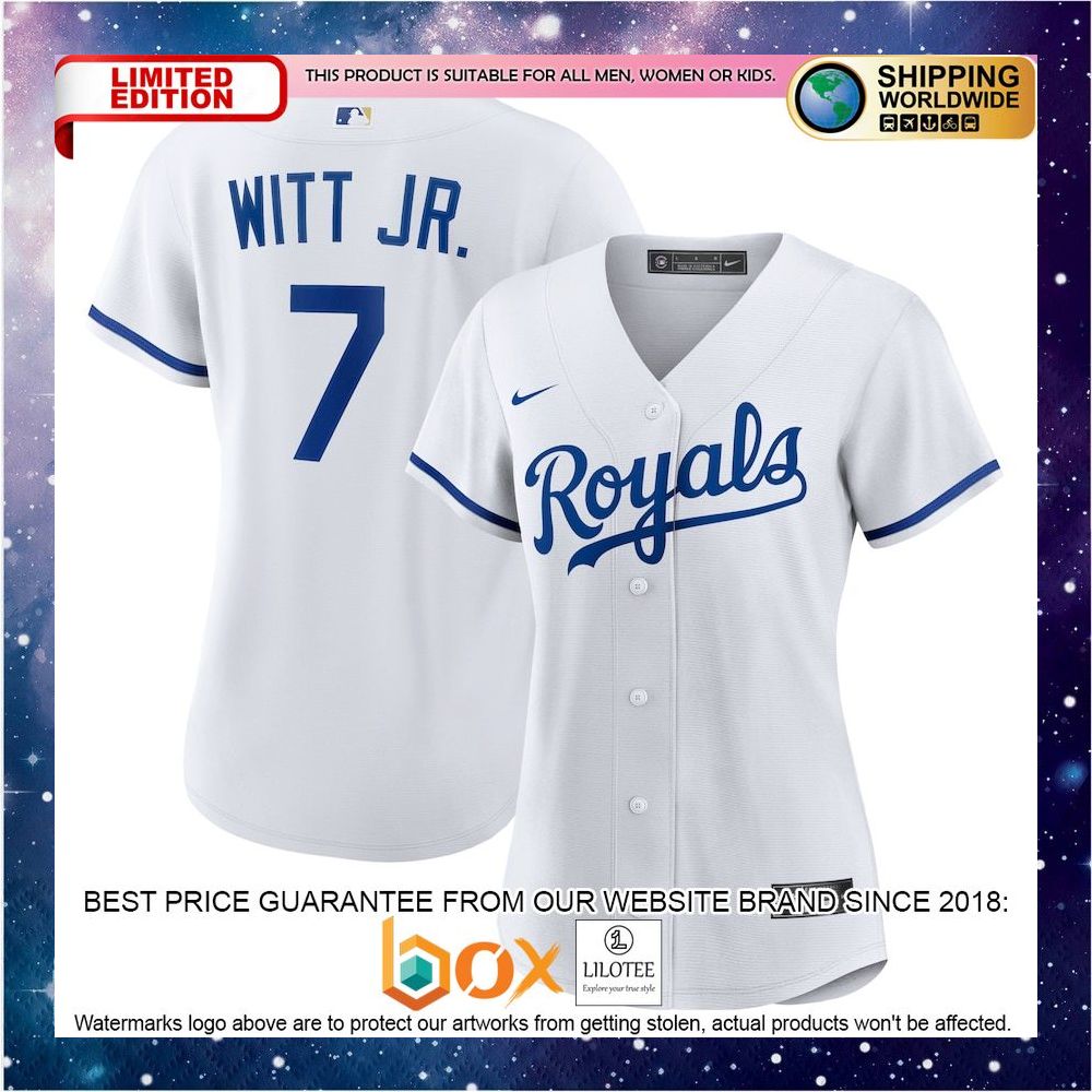 NEW Bobby Witt Jr. Kansas City Royals Women's Home Replica Player White Baseball Jersey 1