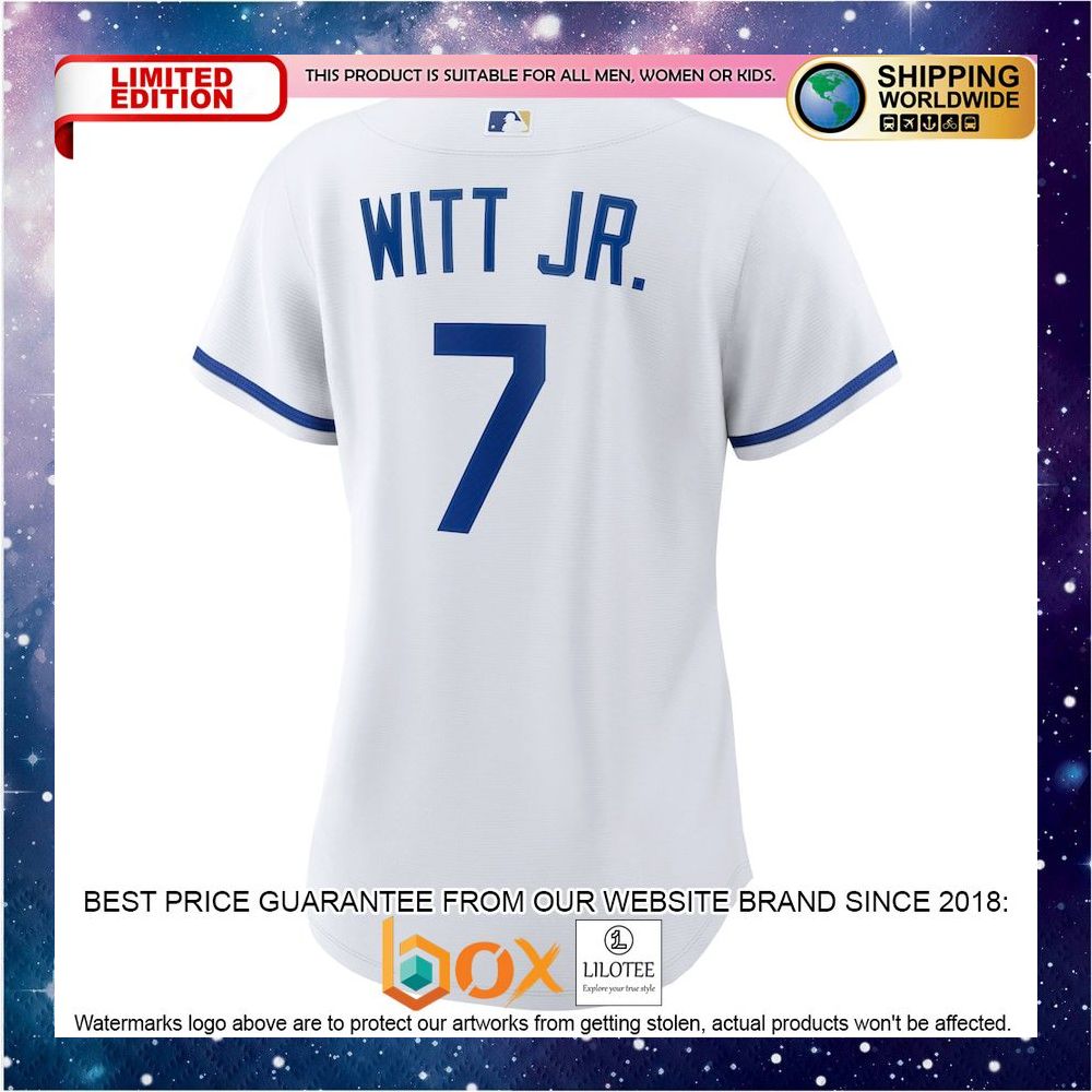 NEW Bobby Witt Jr. Kansas City Royals Women's Home Replica Player White Baseball Jersey 3