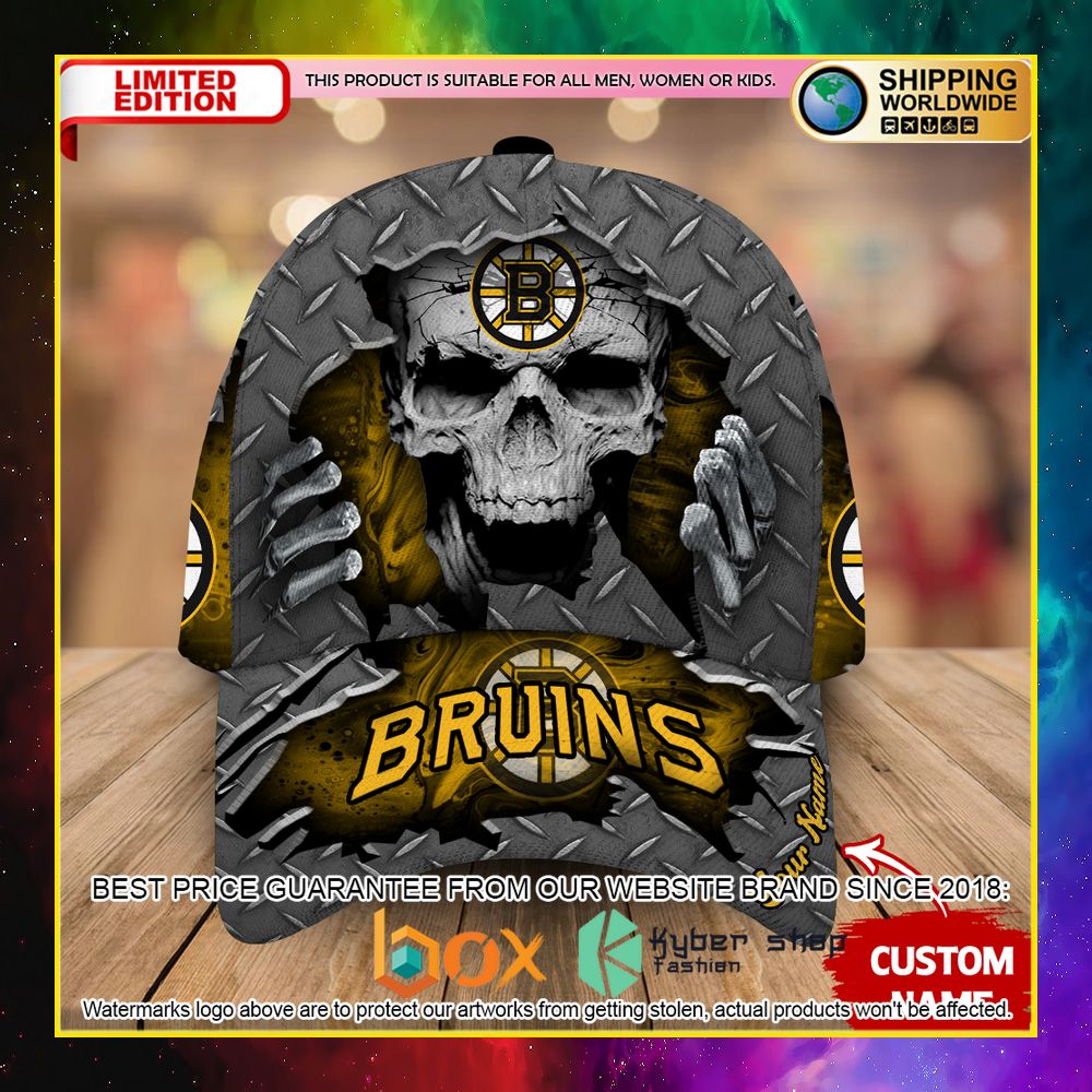 NEW Boston Bruins Custom Name NHL Skull Cap Hat 3