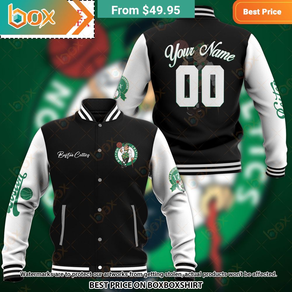 Boston Celtics Custom Baseball Jacket 1