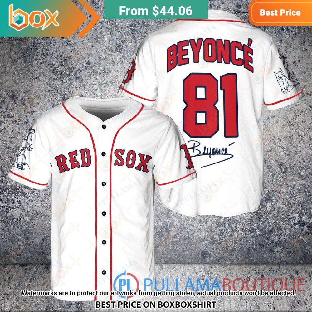 Boston Red Sox Beyonce White Baseball Jersey 1