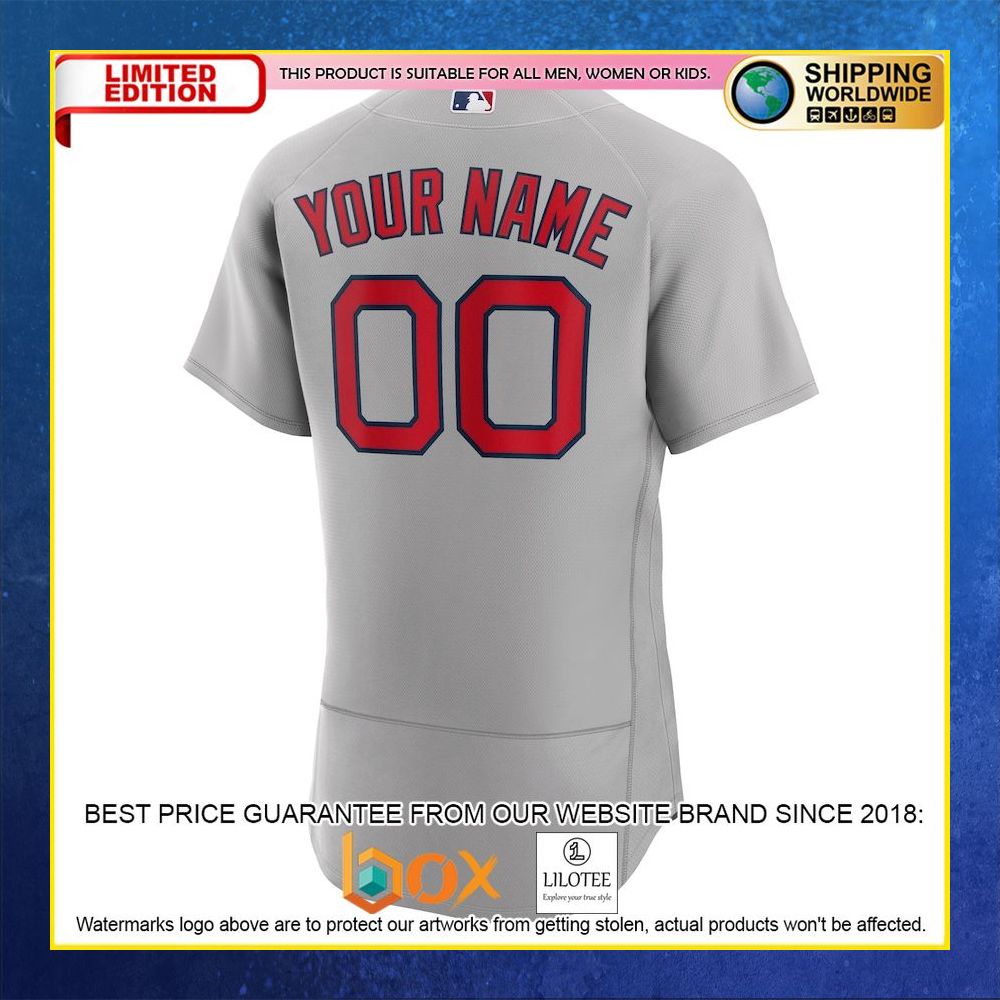 HOT Boston Red Sox Authentic Custom Name Number Gray Baseball Jersey Shirt 6