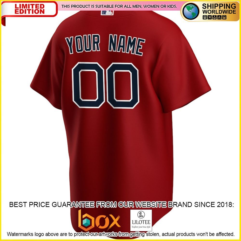 HOT Boston Red Sox Custom Name Number Red Baseball Jersey Shirt 3