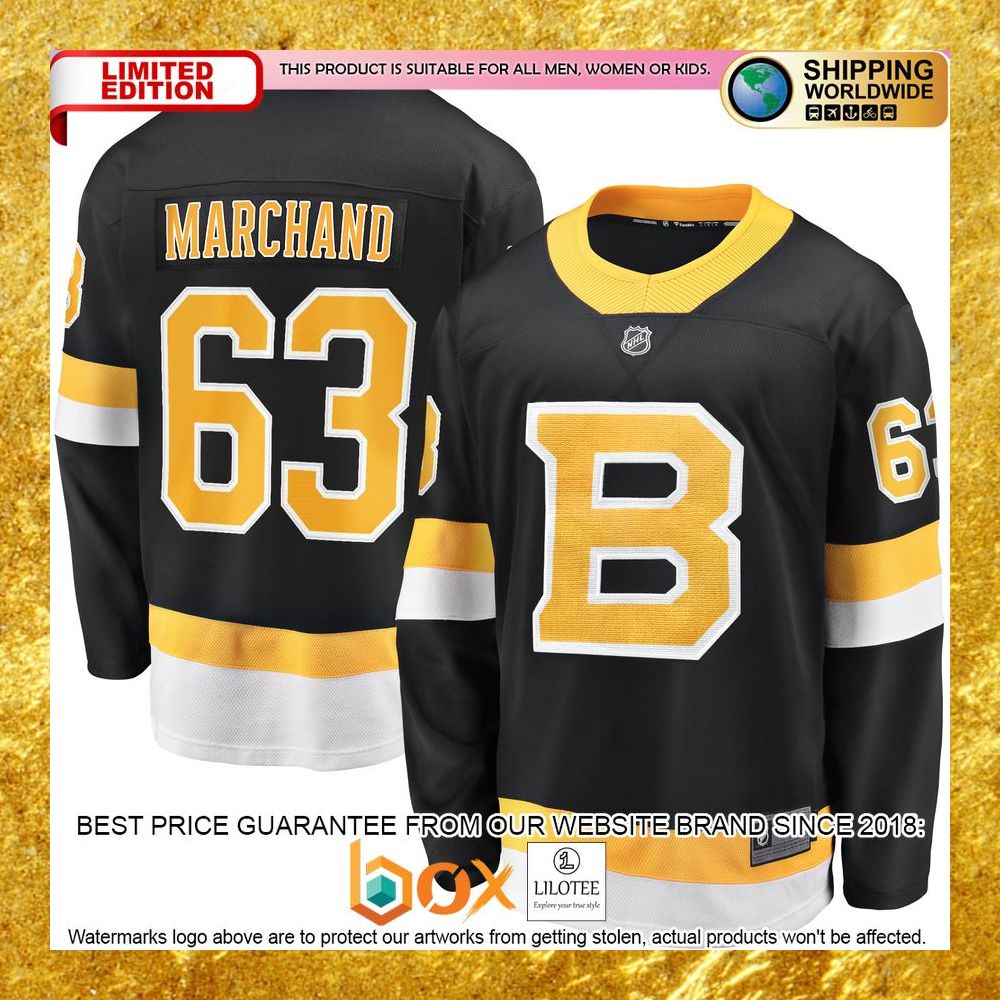 NEW Brad Marchand Boston Bruins Alternate Premier Player Black Hockey Jersey 8