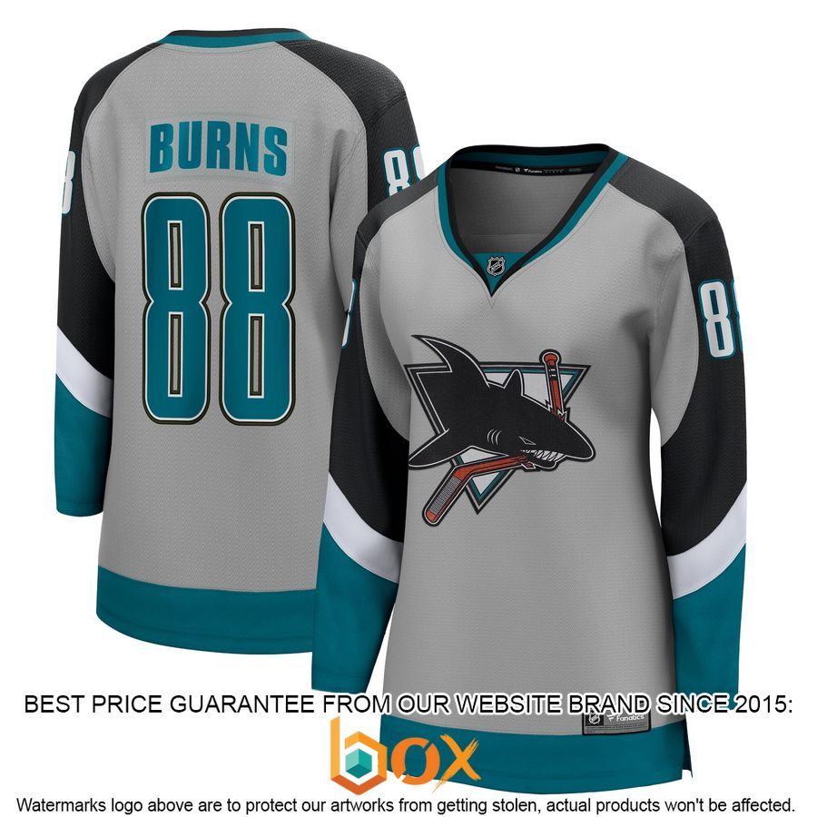 NEW Brent Burns San Jose Sharks Women's 2020/21 Special Edition Player Gray Hockey Jersey 1