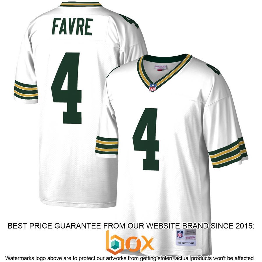 NEW Brett Favre Green Bay Packers Mitchell & Ness 1996 Legacy Replica White Football Jersey 1