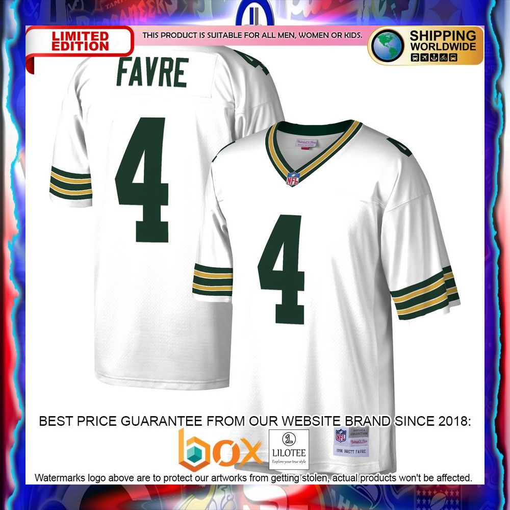 NEW Brett Favre Green Bay Packers Mitchell & Ness 1996 Legacy Replica White Football Jersey 6