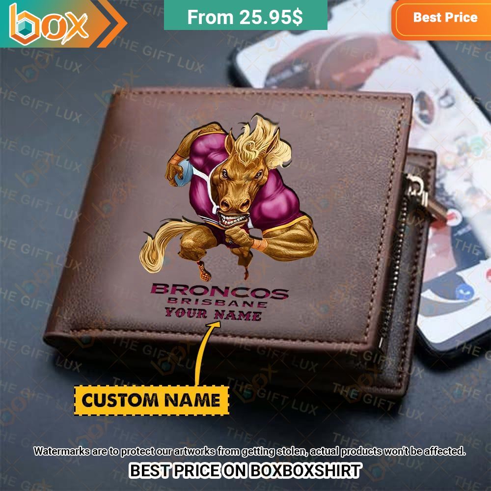 brisbane broncos mascot custom leather wallet 1 288