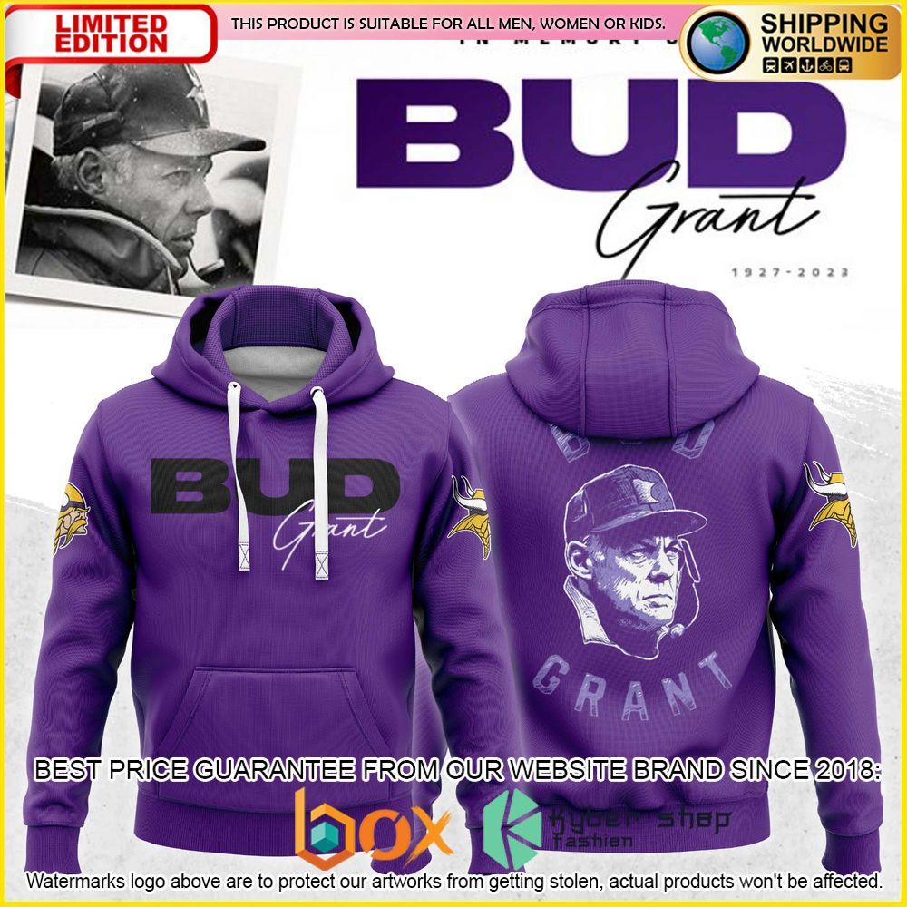 NEW Bud Grant Minnesota Vikings NFL Premium Hoodie 1