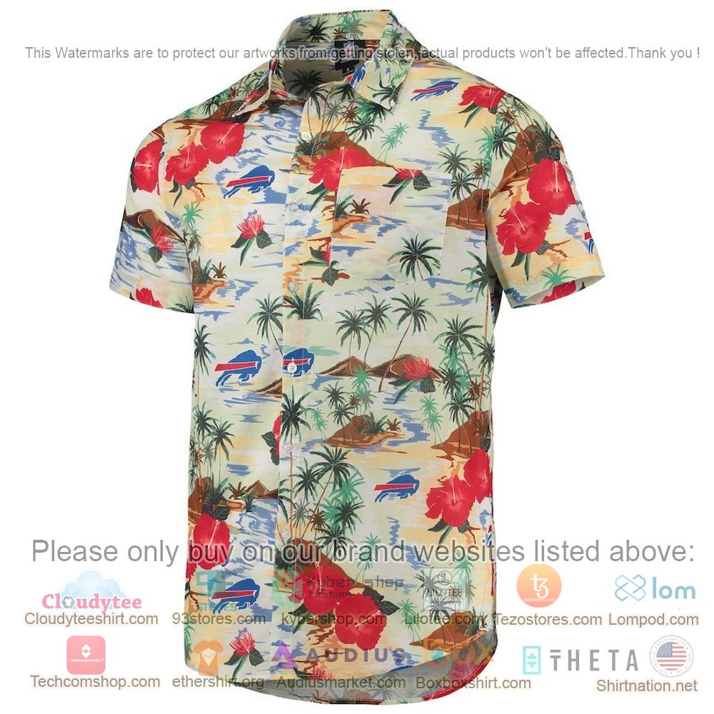 HOT Buffalo Bills Cream Floral Button-Up Hawaii Shirt 2