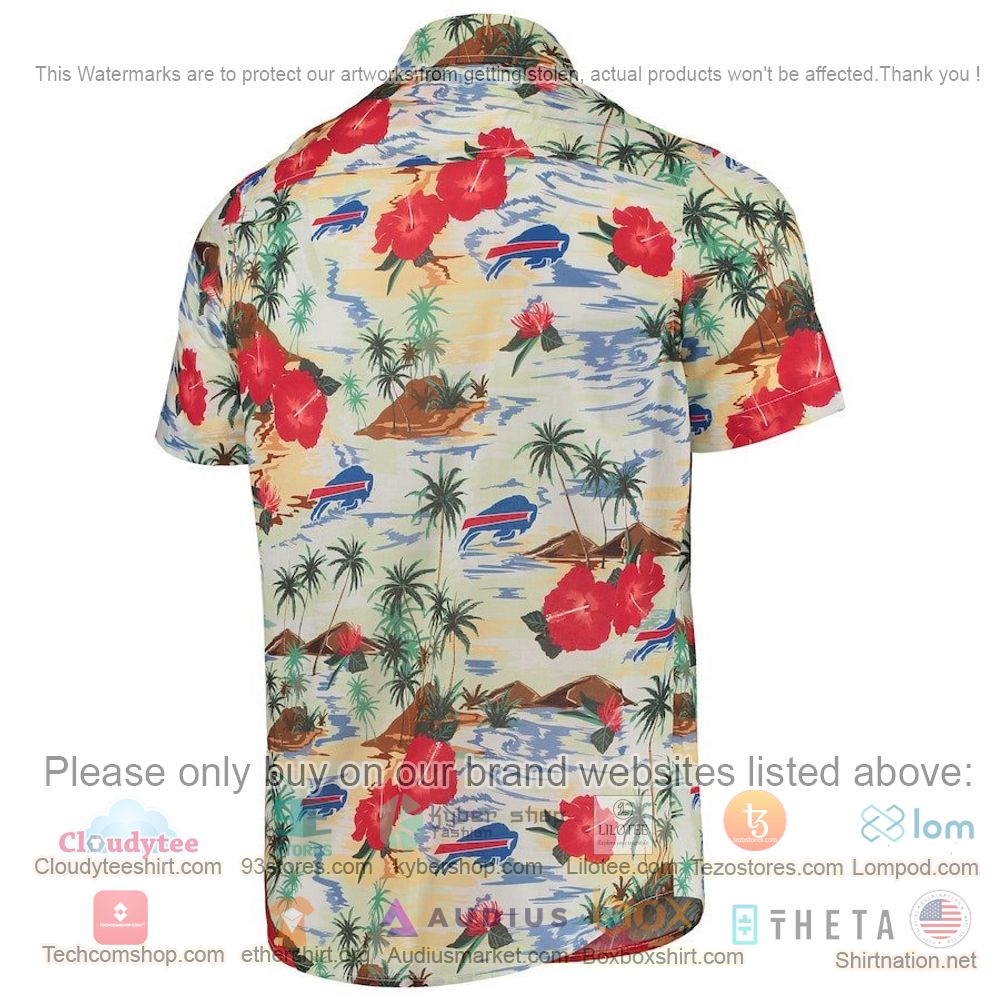 HOT Buffalo Bills Cream Floral Button-Up Hawaii Shirt 3